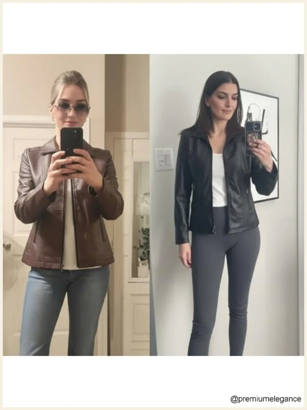 Faux Leather Motorcycle Jacket Zip Up Quilted Coat Going Out